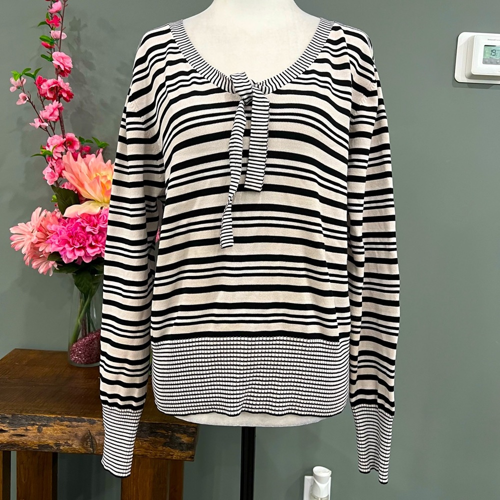 Jessica Striped Long Sleeve with Front Tie Up